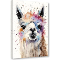 CCWACPP Highland Cow Canvas Wall Art Krāsains dzīvnieku attēli Sienas apdare Akvareļu liellopu portrets Glezniecība Vannas istaba Decor Frame (Alpakas - 7, 30x45cm)