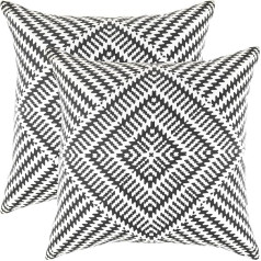 TreeWool Dekoratīvs spilvena pārvalks Kaleidoskopa dizains, 100% kokvilna (2 gabali), melns, 50 x 50 cm