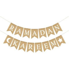 PRETYZOOM Ramadāna Kareem Bunting Banner Eid Hessian Banner Garland Flag Eid Mubarak Ramadāns Puses piederumi Musulmaņu islāms Hajj puse Mājas kamīna apdare