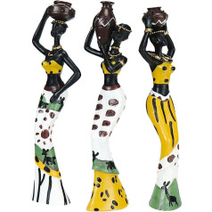 Amosfun 3st Āfrikas skaitlis Juvelierizstrādājumi Eksotiskie skaitļi Galda dekorēšana Tribal Lady Figure Statue Sculpture Abstract Statues and Statue of the Tribal Lady Table Decoration Artwork Office Girls