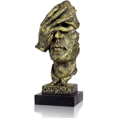 LEPENDOR Abstract and Creative Desk Decorations The Face Thinker Statue, Handmade Silent Men Statues Resin Abstract Sculpture Office Home Decor Figure Gift - No Lake, Gold