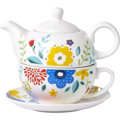 CHILDIKE Porcelain Teapot and Mug Set Colourful Flower Teapot and Cup Garden Spring