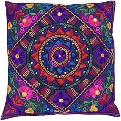 Roku darbs Dekoratīvie Kašmira Suzani Mandala spilvenu pārvalki Kokvilnas Sequin spogulis Izšūti Boho Home Decor Indijas joga Takiya Āra iekštelpu 24x24 Vegan