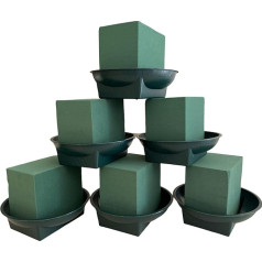 6 x Wet Cube Floral Foam Flower Blocks with Water Trays - Oasis Sponge Block for Wedding & Florist Floral Arrangements - Perfect for Fresh Flowers and DIY Craft Supplies
