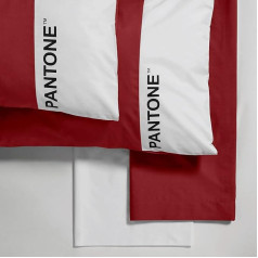 Pantone™ - Divvietīga gultas pārklājs 240 x 280 cm, spilvendrānas 50 x 80 cm, piegulošā pārklājiņa 180 x 200 cm, 100% kokvilnas Percale 200 pavedienu. Piemērots matračiem līdz 25 cm, Bordeaux Deaux/B White