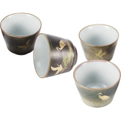 Agatige 4 gab. keramikas tējas krūzes komplekts ar dāvanu kastīti Ķīnas japāņu vintage tējas krūze Kung Fu tējas izstrādājumi Sake Cup (#2)