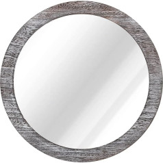 Rustic Circle Sienas spogulis 50cm mājas dekorēšanai Brūns apaļš spogulis vannas istabas sienas dekorēšanai Koka rāmja spogulis dzīvojamai istabai Guļamistabas veļas istabai Dorm