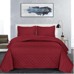 Sarkani gultas pārklāji un pārklāji King Geometric Pattern Bedspread Double Sided Reversible Comforter Set (Red King Size)