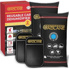 GADLANE Automobilinis oro sausintuvas, 1 kg, 2 vnt., XL didelis daugkartinio naudojimo drėgmės sugėriklis automobiliui su neslystančiu kilimėliu, oro sausintuvas automobiliui pašalina kondensatą priekiniam stiklui, namams