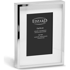 EDZARD Tulsa Picture Frame with Mount for Photo 13 x 18 cm Elegant Silver-Plated Tarnish-Resistant with Velvet Backing Includes 2 Hangers Photo Frame for Standing and Hanging