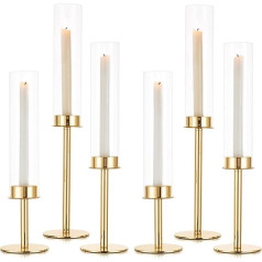 Sziqiqi Candle Holder Zelta sveču turētājs Metāla sveču turētājs kāzu galda dekorācijām - 48 cm augsts sveču turētājs 6 laternu sveču turētāju komplekts Taper sveču turētāji ar stiklu ēdamistabas kafijas galda dekorēšanai