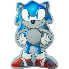 Rakstzīmju pasaule Sonic The Hedgehog Oficiālais licencētais super dizains Pildīts pildīts plīša formas spilvens Sonic Ideāls guļamistabas vai spēļu dekoram 45x36cm