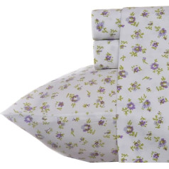 Laura Ashley gultasveļas komplekts karaliska izmēra gultai, mīksts satīna kokvilnas gultasveļas komplekts - plāns, gluds un elpojošs, mājas apdare (Petite Fleur Heather, King)