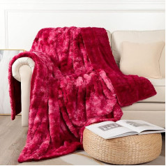 VOTOWN HOME Comfort Luxury Faux Fur Christmas Throw Blanket, pūkaina un mīksta sega dīvānam un gultai, 220 x 240 cm, sarkanā krāsā