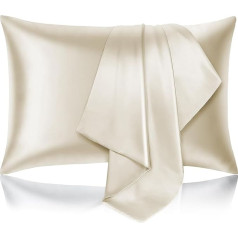 Hafaa Ivory Satin Pillowcase 2 Pack Standard Size (50x75cm) Envelope Closure Satīna zīda spilvendrānas matiem un ādai Luxury Soft Hotel Quality Anti Wrinkle Silk