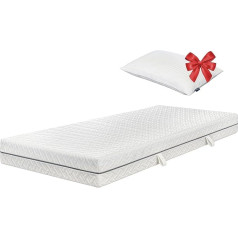 Essence Sleep Putu matracis - 100 x 200 x 18 cm, auksto putu matracis 2-in-1, 7 zonu matracis ar 1 spilvenu, H2, rullīšu matracis - elpojošs, ērts un izturīgs, Oeko-Tex sertificēts, atmiņas putas