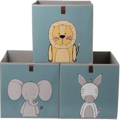 2Friends Set of 3 Kallax Storage Boxes, Toy Box for Kallax Shelf, Children's Storage Box, 33 x 33 x 33 cm, Perfect for Cube Shelves, Storage Children's Room, Washable, Blue