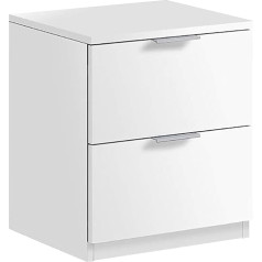 Habitdesign Bedside Table Office Book - Low Cost Model - Matt White Finish - Dimensions: 38cm (W) x 45cm (H) x 34cm (D)