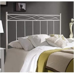 Hogar24 Es Headboard in Wrought Iron Mod. 556 | Double and Youth Beds Colour White Wide Metal Cama de 90 cm