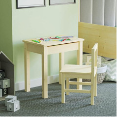 Junior Vida Widder Desk and Chair, Pine, Wood, Desk: H 60 x W 39 x L 59 - Chair: H 60 x W 34