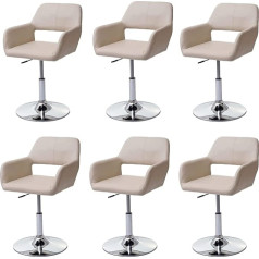 Mendler HWC-A50 III Dining Room Chairs Set of 6 Retro 50s Faux Leather Cream Chrome Base