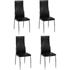 Vidaxl 4X valgomojo kėdė dirbtinės odos juoda kėdžių grupė valgomojo kėdė virtuvės kėdė