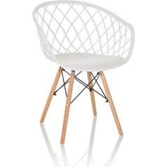 Hjh Office Begio Dining Chair with Wooden Legs, Plastic Seat White