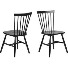 Ac Design Furniture Обеденные стулья Susanne комплект из 2, черные кухонные стулья, лакированные деревянные стулья из березы, стулья с высокой спинкой и
