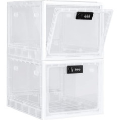 Gemaxvoled Lockable Box, Clear Box for Medicine, Premium Material Lockable Storage Bin Organiser Box for Fridge Food/SnacksJail