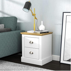 Galano Sufy Bedside Table with 2 Drawers - Small Side Table, Side Table with Storage for Bedroom - Organiser and Storage Cabinet for Hallway, Entryway, Living Room - White