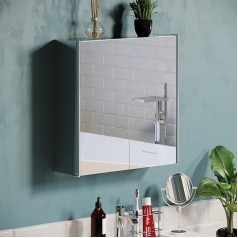 Bath Vida Tiano Double Door Mirrored Wall Mounted Stainless Steel Modern Silver Bathroom Cabinet