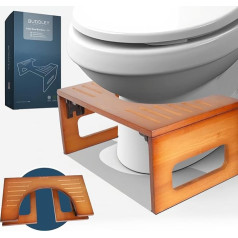 Buddley ® Salokāms bambusa tualetes krēsls - tualetes krēsls pareizai stāju - tualetes krēsls pieaugušajiem un bērniem - tualetes krēsls - vannas istabas krēsls (bambusa konjaka brūna)
