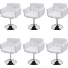 Mendler Orlando Set of 6 Dining Room Chairs Swivel Chairs Faux Leather Chrome White