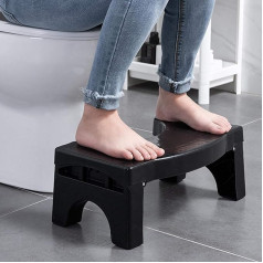 Dhylricher Salokāms tualetes poda pakāpiens pieaugušajiem un bērniem, saliekams tualetes poda pakāpiens pieaugušajiem un bērniem, Splicable Poo Stool, Splicable Stool (melns)