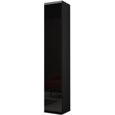 Furniture24 Vigo 180 Wall Cabinet, Display Cabinet, Wall Cabinet, 1 Door Cabinet with 4 Shelves, Choice of Colours, Storage Cabinet, Tall Cabinet, Living Room Cabinet, Modern Display Cabinet (Black/Black High
