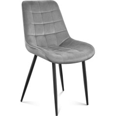 Mark Adler Prince 3.0 Dining Room Chairs, Upholstered Chair, Living Room Chair, Armchair with Backrest, Velvet Seat, Office Chair with Metal Legs, Maximum Load 130 kg, Grey