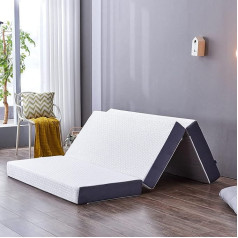 Inofia Tri-Fold Memory Foam matracis, maza divvietīga gulta 15 cm, viesu saliekamais matracis ar mazgājamu pārvalku, salokāms 3 izmēros, gulta kastē, 100 nakts mājas izmēģinājums (120 x 190 x 15 cm)