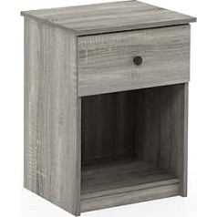 Furinno Lucca Bedside Table, Chipboard, French Oak Grey, Pack of 1