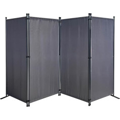 Quick Star screen, 4-piece 165 x 220 cm fabric Privacy Screen / Room Divider / Balcony privacy screen, partition, foldable, smoky grey