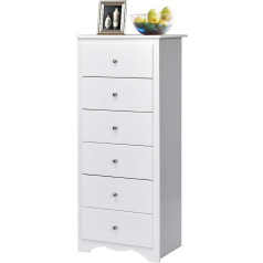 Costway Chest of Drawers with 6 Drawers, Chest of Drawers for Bedroom, Adults, Wooden Storage Furniture 5 Metal Handles, Curved Design, White Chest of Drawers for Bedroom Living Room, 59 x 40 x 135 cm