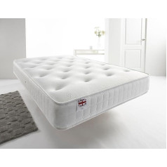 Aspire Beds Natural Quad Comfort elpojošs Aspire-Cool Touch luksusa šūtā guļamvirsma 4 pēdas divvietīgs klasisks Bonnell atsperu matracis, kokvilnas maisījums, poliesteris, balta apdare