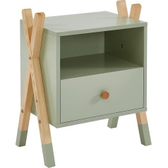 Baïta BAÏTA TIPI01 Bedside Table Solid Pine Melamine Green L46 x W30 x H55 cm