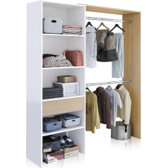 Habitdesign Меламиновый гардеробный шкаф с алюминиевыми штангами белый и дуб - Grande
