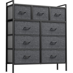 Yitahome Chest of Drawers Cupboard Storage Cabinet 9 Drawers Fabric with Handles Storage Chest Metal Frame Black Grey