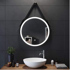 Elegant Šiuolaikinis apvalus vonios kambario veidrodis sieninis su žibintais Dekoratyvinis apšviestas vonios kambario veidrodis LED su jutiklio jutikliniu valdymu, atsparus dulkėms ir apsaugai nuo rūko, vėsiai balta šviesa 600X