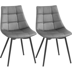 Songmics Dining Room Chair, Set of 2, Modern Kitchen and Upholstered Chairs with Iron Legs, Grey