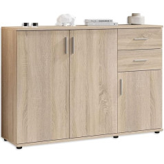 Stella Trading Bobby Chest of Drawers in Sonoma Oak Look, Modern Sideboard with Lots of Storage Space for Your Living Area, 120 x 82 x 35 cm (W x H x D)