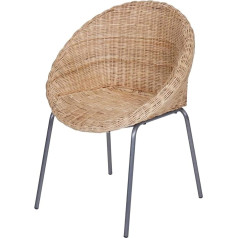 Casa Moro CINTRA rotango kėdė Natūrali apvali valgomojo kambario kėdė, pagaminta iš natūralaus rotango kaustytos geležies krepšio kėdė Krepšinio kėdė Krepšinio kėdė Retro kėdė sodo terasos valgomajam CF3094