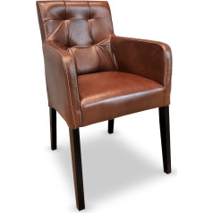 Quattro Meble David Arm Brown 3000 Leather Chairs with Armrests Real Leather Dining Room Chair