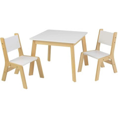 Kidkraft Moderner weißer Kindertisch mit 2 Stühlen aus Holz, Kindersitzgruppe aus Holz, Kinder Tisch Stuhl Set, Kinderzimmer Möbel, 27025